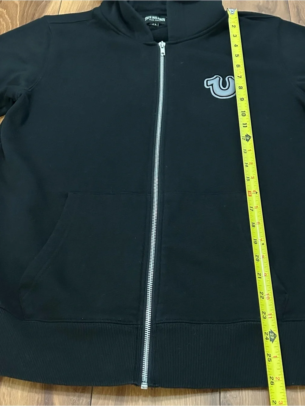 True Religion Men’s Black Hoodie Size Large Full Zip Excellent Condition